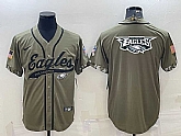 Men's Philadelphia Eagles Olive Salute to Service Team Big Logo Cool Base Stitched Baseball Jersey,baseball caps,new era cap wholesale,wholesale hats